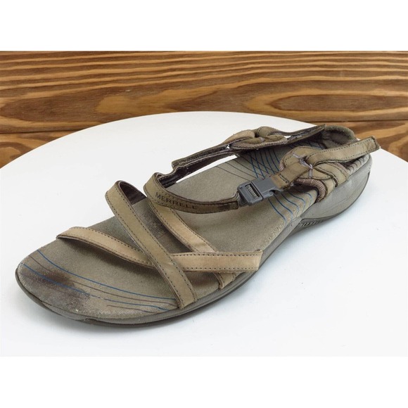 Merrell Size 9 Sandal Strappy Brown Leather Women‎ M - Picture 1 of 9